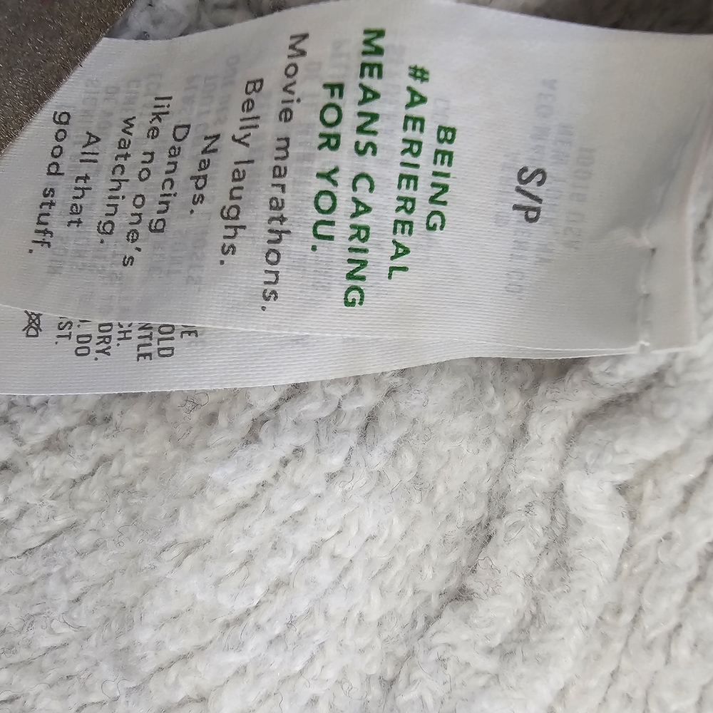 Aerie Cream Waffle Knit Sweater Collared Pullover Cotton Blend Soft Cozy Relaxed - Picture 5 of 11